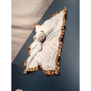Large Baby Security Blanket Bear Blue Brown Soft Plush